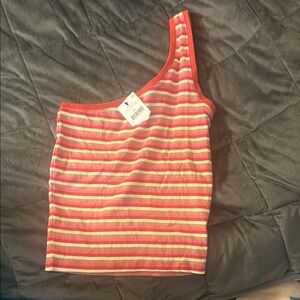 Cotton On Pink and Red Striped One Shoulder Camisole